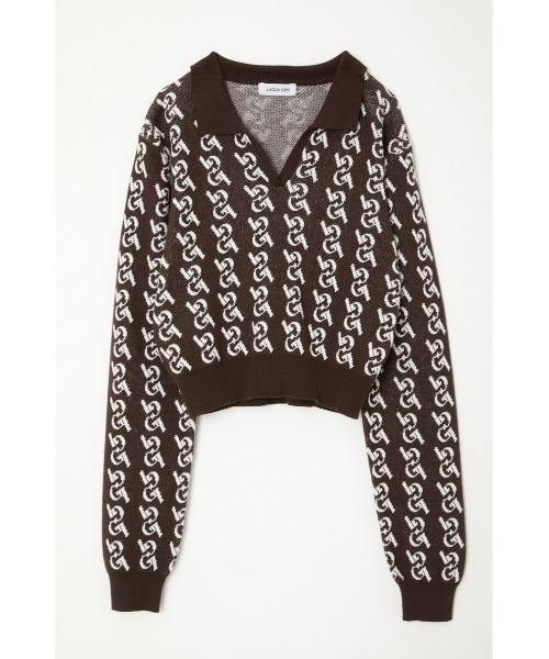 LAGUA GEM（ラグアジェム）の「MONOGLAM POLO KNIT ニット（ニット/セーター・レディース・ブラック/ダークグリーン/ネイビー/ブラウン・FREE）」の14枚目の写真