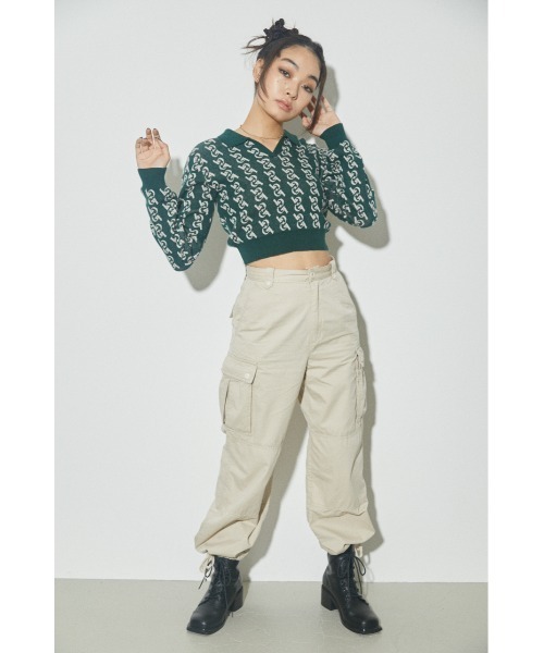 LAGUA GEM（ラグアジェム）の「MONOGLAM POLO KNIT ニット（ニット/セーター・レディース・ブラック/ダークグリーン/ネイビー/ブラウン・FREE）」の12枚目の写真