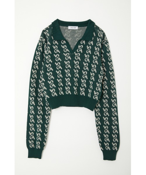 LAGUA GEM（ラグアジェム）の「MONOGLAM POLO KNIT ニット（ニット/セーター・レディース・ブラック/ダークグリーン/ネイビー/ブラウン・FREE）」の8枚目の写真