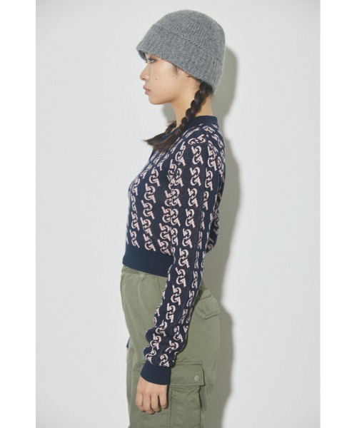 LAGUA GEM（ラグアジェム）の「MONOGLAM POLO KNIT ニット（ニット/セーター・レディース・ブラック/ダークグリーン/ネイビー/ブラウン・FREE）」の17枚目の写真