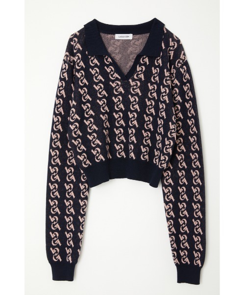 LAGUA GEM（ラグアジェム）の「MONOGLAM POLO KNIT ニット（ニット/セーター・レディース・ブラック/ダークグリーン/ネイビー/ブラウン・FREE）」の9枚目の写真