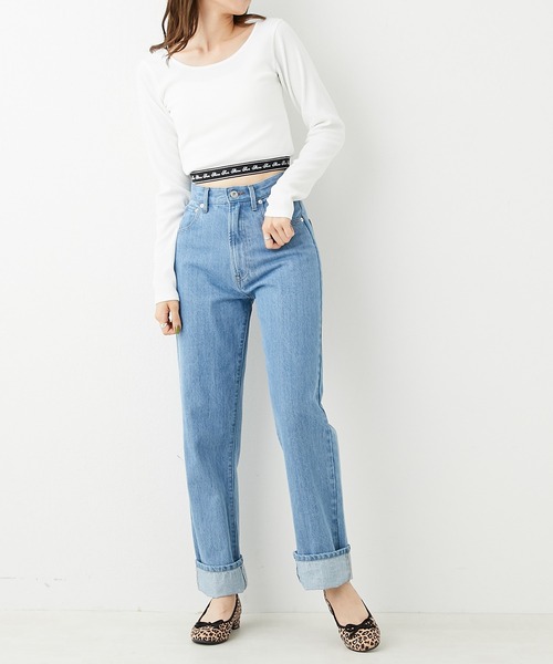 OLIVE des OLIVE（オリーブデオリーブ）の「裾ゴムロンティー（Tシャツ/カットソー・レディース・オフホワイト/ホワイト系その他/ブラック・FREE）」の7枚目の写真