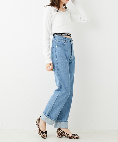 OLIVE des OLIVE（オリーブデオリーブ）の「裾ゴムロンティー（Tシャツ/カットソー・レディース・オフホワイト/ホワイト系その他/ブラック・FREE）」の8枚目の写真