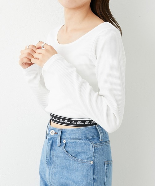 OLIVE des OLIVE（オリーブデオリーブ）の「裾ゴムロンティー（Tシャツ/カットソー・レディース・オフホワイト/ホワイト系その他/ブラック・FREE）」の11枚目の写真