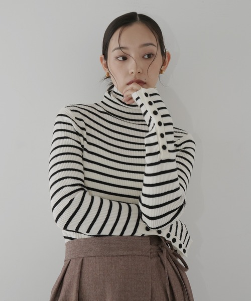 hellam（へラム）の「袖釦リブハイネックニット（ニット/セーター・レディース・アイボリー/ブラック/その他/杢グレー/オレンジ/パープル/グリーン/その他1/レッド/チャコール・FREE）」の20枚目の写真