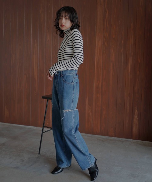 hellam（へラム）の「袖釦リブハイネックニット（ニット/セーター・レディース・アイボリー/ブラック/その他/杢グレー/オレンジ/パープル/グリーン/その他1/レッド/チャコール・FREE）」の14枚目の写真