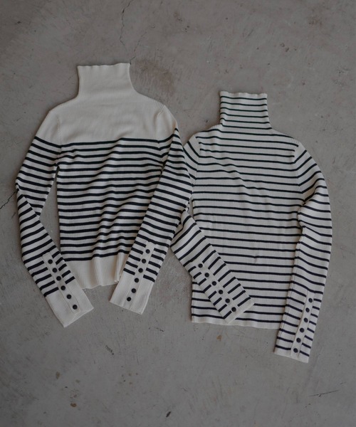 hellam（へラム）の「袖釦リブハイネックニット（ニット/セーター・レディース・アイボリー/ブラック/その他/杢グレー/オレンジ/パープル/グリーン/その他1/レッド/チャコール・FREE）」の15枚目の写真