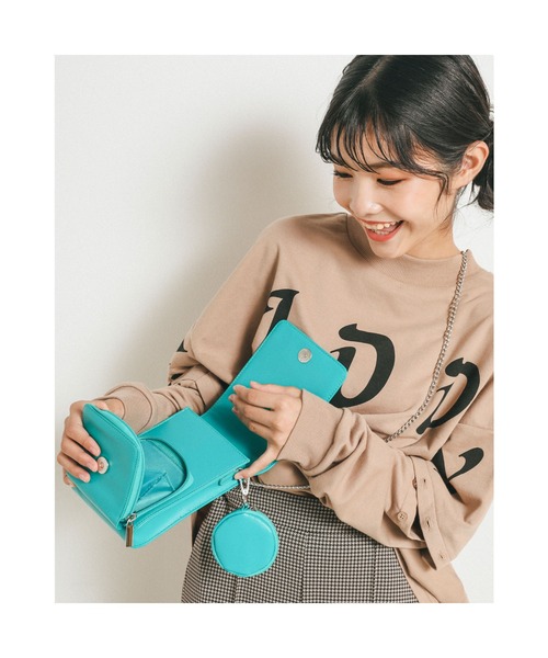 ZIDDY（ジディ）の「ZIDDY/コインパース付コンパクトショルダーフラップバッグ（ショルダーバッグ・キッズ・グレー/グリーン・ONESIZE）」の12枚目の写真