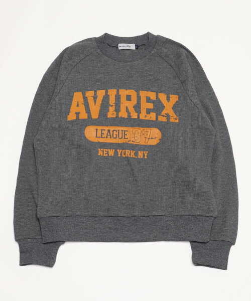 AVIREX（アヴィレックス）の「MINI WAFFLE CALLEGE LOGO T-SHIRT/ ミニワッフルカレッジロゴTシャツ（Tシャツ/カットソー・レディース・ナチュラル/チャコール/オリーブ系・F）」の6枚目の写真