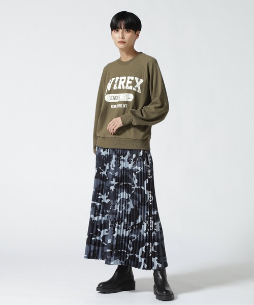 AVIREX（アヴィレックス）の「MINI WAFFLE CALLEGE LOGO T-SHIRT/ ミニワッフルカレッジロゴTシャツ（Tシャツ/カットソー・レディース・ナチュラル/チャコール/オリーブ系・F）」の13枚目の写真