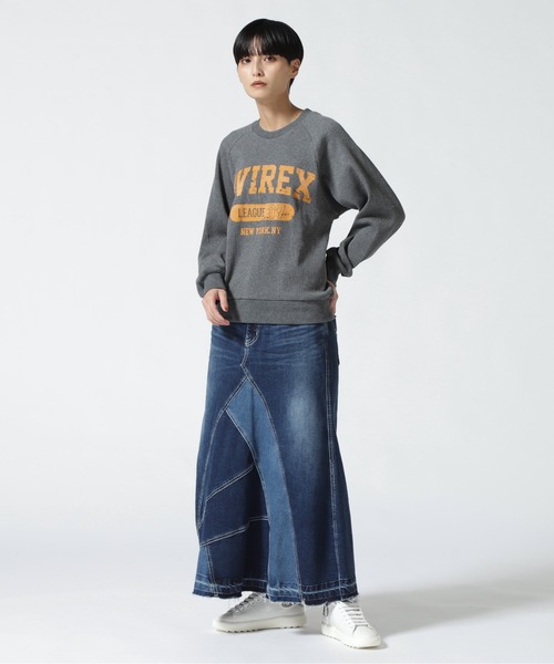 AVIREX（アヴィレックス）の「MINI WAFFLE CALLEGE LOGO T-SHIRT/ ミニワッフルカレッジロゴTシャツ（Tシャツ/カットソー・レディース・ナチュラル/チャコール/オリーブ系・F）」の12枚目の写真