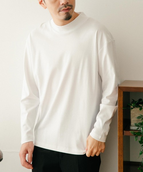 ITEMS URBANRESEARCH（アイテムズ アーバンリサーチ）の「シルケットスムース モックネックカットソー（Tシャツ/カットソー・メンズ・ブラック/グレー系その他/ホワイト・MEDIUM/LARGE）」の5枚目の写真