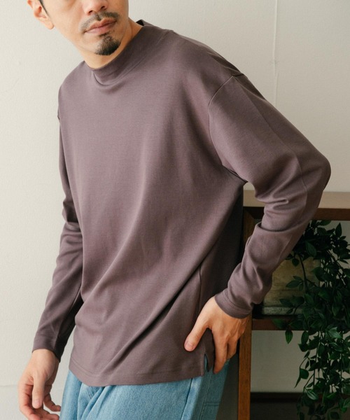 ITEMS URBANRESEARCH（アイテムズ アーバンリサーチ）の「シルケットスムース モックネックカットソー（Tシャツ/カットソー・メンズ・ブラック/グレー系その他/ホワイト・MEDIUM/LARGE）」の9枚目の写真