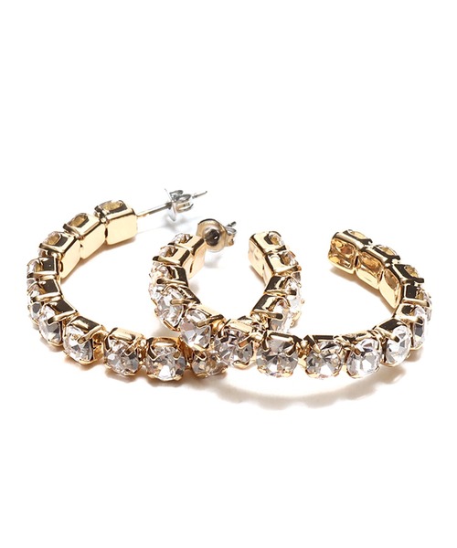 atmos pink（アトモスピンク）の「atmos pink ビジューフープピアス / アトモスピンク ビジューフープピアス（ピアス（両耳用）・レディース・シルバー/ゴールド・FREE）」の2枚目の写真