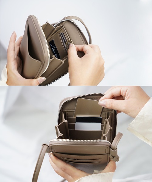 IAMUSE（アイアミューズ）の「スマホポケット付きマルチミニショルダーバッグ R0352【IAMUSE】（ショルダーバッグ・レディース・ブラック/オレンジ/グリーン/アイボリー/ライラック/グレイッシュベージュ・FREE）」の16枚目の写真