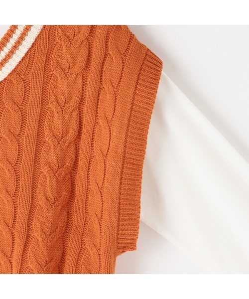 LOVETOXIC（ラブトキシック）の「ニットベスト長袖TシャツSET（ベスト・キッズ・ブラック/ネイビー/オレンジ/アイボリー・SS/S/M/L）」の13枚目の写真