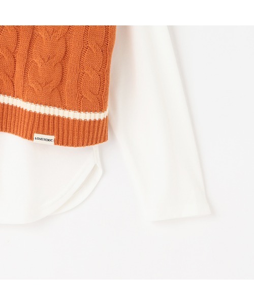 LOVETOXIC（ラブトキシック）の「ニットベスト長袖TシャツSET（ベスト・キッズ・ブラック/ネイビー/オレンジ/アイボリー・SS/S/M/L）」の10枚目の写真