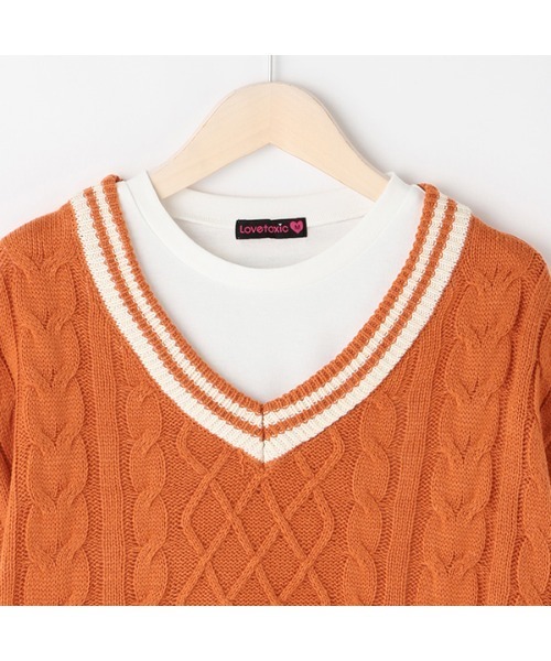 LOVETOXIC（ラブトキシック）の「ニットベスト長袖TシャツSET（ベスト・キッズ・ブラック/ネイビー/オレンジ/アイボリー・SS/S/M/L）」の12枚目の写真