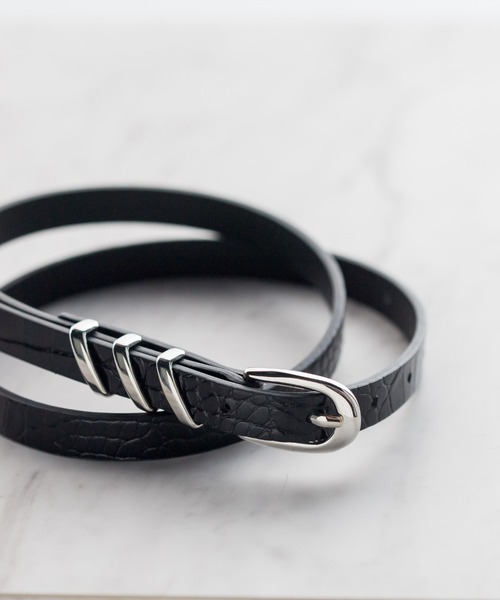 LAUTREAMONT（ロートレアモン）の「レザークロコ3連ベルト（ベルト・レディース・ブラウン/ブラック・FREE）」の3枚目の写真