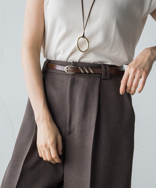 LAUTREAMONT（ロートレアモン）の「レザークロコ3連ベルト（ベルト・レディース・ブラウン/ブラック・FREE）」の6枚目の写真