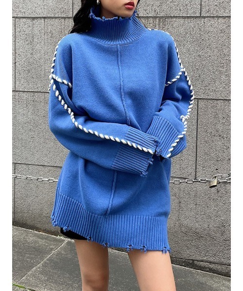 ENVYM（アンビー）の「ステッチタートルＫＮＩＴ　ＯＰ（ワンピース・レディース・ブラック/ブルー/アイボリー・FREE）」の3枚目の写真