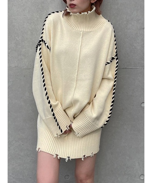 ENVYM（アンビー）の「ステッチタートルＫＮＩＴ　ＯＰ（ワンピース・レディース・ブラック/ブルー/アイボリー・FREE）」の2枚目の写真