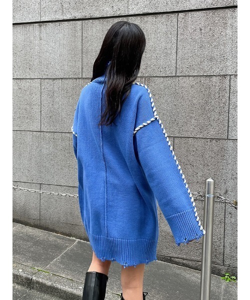 ENVYM（アンビー）の「ステッチタートルＫＮＩＴ　ＯＰ（ワンピース・レディース・ブラック/ブルー/アイボリー・FREE）」の11枚目の写真