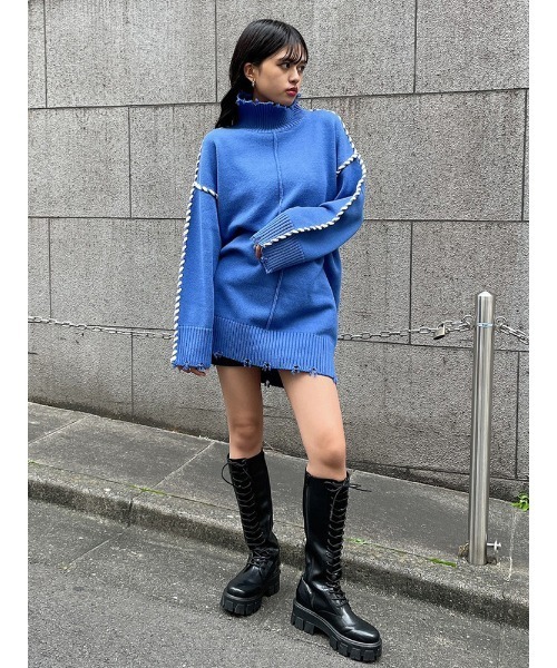 ENVYM（アンビー）の「ステッチタートルＫＮＩＴ　ＯＰ（ワンピース・レディース・ブラック/ブルー/アイボリー・FREE）」の15枚目の写真