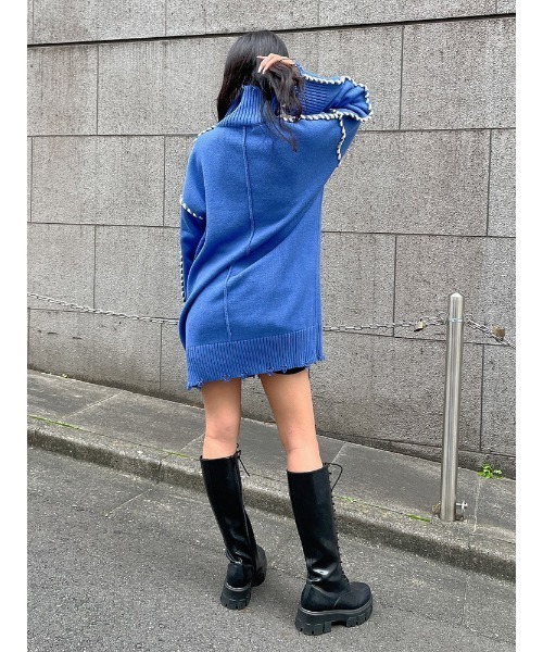 ENVYM（アンビー）の「ステッチタートルＫＮＩＴ　ＯＰ（ワンピース・レディース・ブラック/ブルー/アイボリー・FREE）」の10枚目の写真