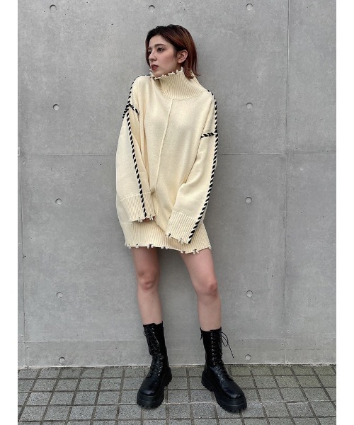 ENVYM（アンビー）の「ステッチタートルＫＮＩＴ　ＯＰ（ワンピース・レディース・ブラック/ブルー/アイボリー・FREE）」の18枚目の写真