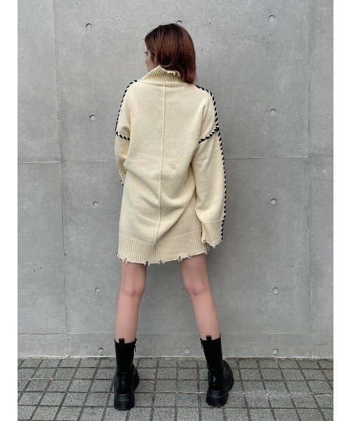 ENVYM（アンビー）の「ステッチタートルＫＮＩＴ　ＯＰ（ワンピース・レディース・ブラック/ブルー/アイボリー・FREE）」の16枚目の写真