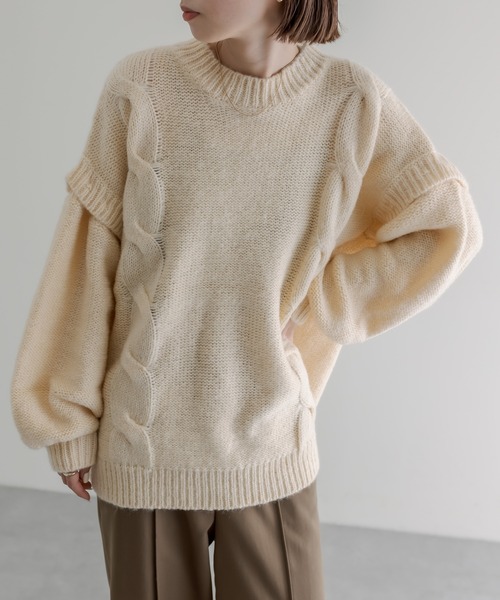 mline（エムライン）の「[mline] ケーブル2WAYベストニット（ニット/セーター・レディース・オフホワイト/ブラウン/ブルー・FREE）」の21枚目の写真