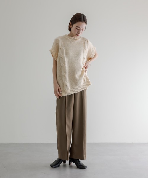 mline（エムライン）の「[mline] ケーブル2WAYベストニット（ニット/セーター・レディース・オフホワイト/ブラウン/ブルー・FREE）」の13枚目の写真