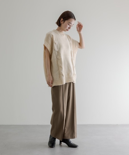 mline（エムライン）の「[mline] ケーブル2WAYベストニット（ニット/セーター・レディース・オフホワイト/ブラウン/ブルー・FREE）」の5枚目の写真