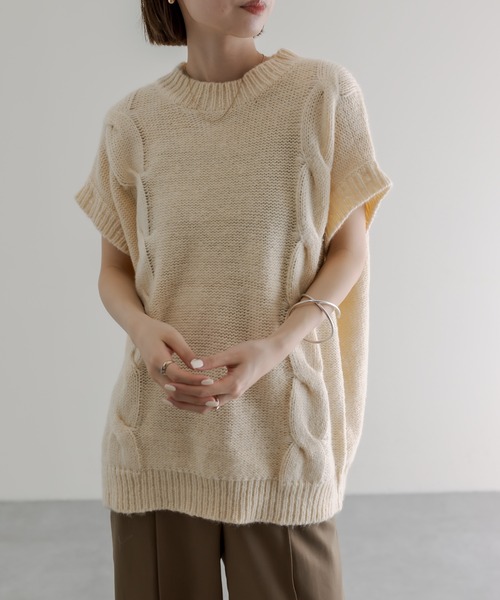 mline（エムライン）の「[mline] ケーブル2WAYベストニット（ニット/セーター・レディース・オフホワイト/ブラウン/ブルー・FREE）」の14枚目の写真