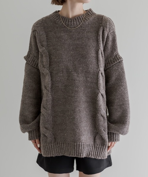 mline（エムライン）の「[mline] ケーブル2WAYベストニット（ニット/セーター・レディース・オフホワイト/ブラウン/ブルー・FREE）」の18枚目の写真