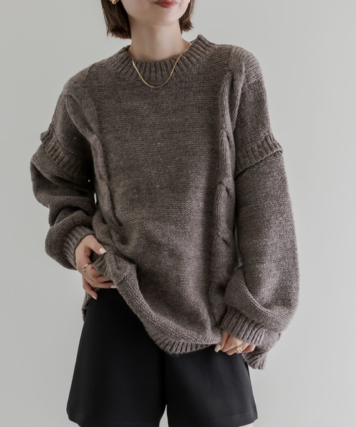 mline（エムライン）の「[mline] ケーブル2WAYベストニット（ニット/セーター・レディース・オフホワイト/ブラウン/ブルー・FREE）」の15枚目の写真