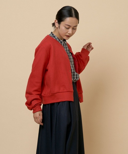 NIMES(ニーム)の「ドットボタンノーカラージャケット(その他アウター・レディース・ネイビー/レッド・FREE)」の3枚目の写真