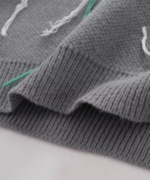HOOK(フック)の「【HOOK】星柄垂れ糸デザインニット(ニット/セーター・メンズ・ブラック/グレー・M/XL/L)」の10枚目の写真