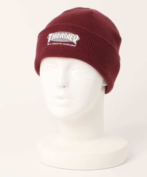 THRASHER（スラッシャー）の「OVAL MAG ACRYLIC BEANIE/スラッシャーニットキャップ・ビーニー（ニットキャップ/ビーニー・メンズ・ブラック/ネイビー/グレー/レッド・FREE）」の4枚目の写真