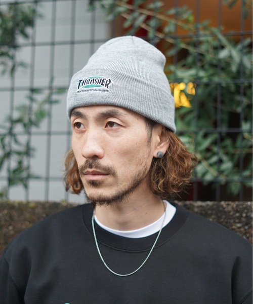 THRASHER（スラッシャー）の「OVAL MAG ACRYLIC BEANIE/スラッシャーニットキャップ・ビーニー（ニットキャップ/ビーニー・メンズ・ブラック/ネイビー/グレー/レッド・FREE）」の8枚目の写真