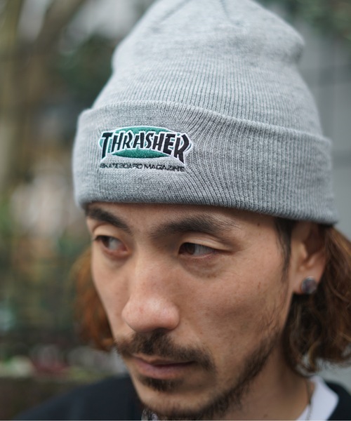 THRASHER（スラッシャー）の「OVAL MAG ACRYLIC BEANIE/スラッシャーニットキャップ・ビーニー（ニットキャップ/ビーニー・メンズ・ブラック/ネイビー/グレー/レッド・FREE）」の5枚目の写真
