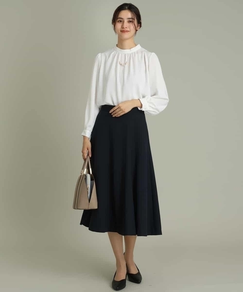 a.v.v（アーヴェヴェ）の「【洗える/セットアップ対応】ダブルクロスフレアスカート（スーツスカート・レディース・ブラック/ネイビー/ライトグレー・38/42/40/34/36）」の14枚目の写真