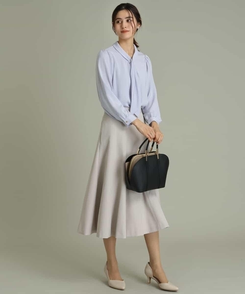 a.v.v（アーヴェヴェ）の「【洗える/セットアップ対応】ダブルクロスフレアスカート（スーツスカート・レディース・ブラック/ネイビー/ライトグレー・38/42/40/34/36）」の19枚目の写真