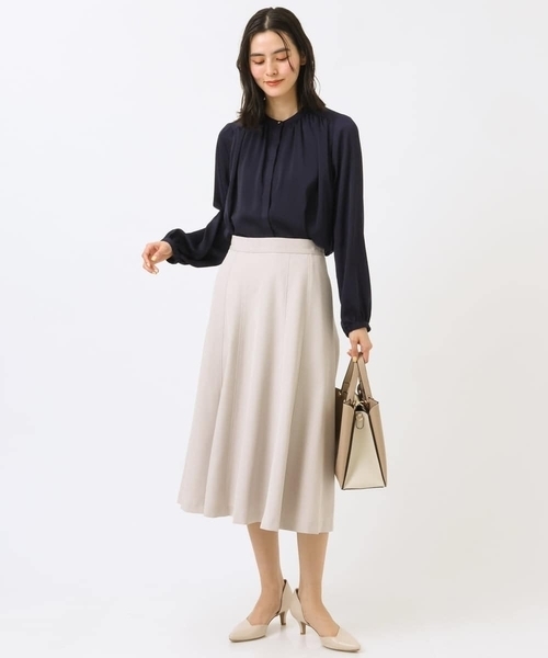 a.v.v（アーヴェヴェ）の「【洗える/セットアップ対応】ダブルクロスフレアスカート（スーツスカート・レディース・ブラック/ネイビー/ライトグレー・38/42/40/34/36）」の20枚目の写真