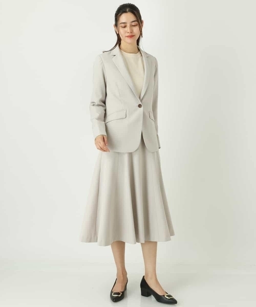 a.v.v（アーヴェヴェ）の「【洗える/セットアップ対応】ダブルクロスフレアスカート（スーツスカート・レディース・ブラック/ネイビー/ライトグレー・38/42/40/34/36）」の5枚目の写真