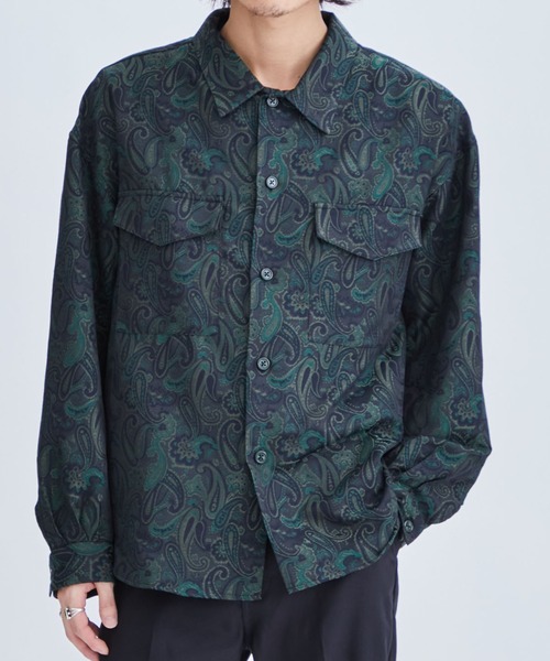 superNova.(スーパーノヴァ)の「【superNova.】STUDIOUS別注 Shirts jacket - Paisely Jacquard(シャツ/ブラウス・メンズ・ネイビー/グリーン・S/M)」の2枚目の写真