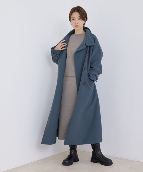 Jayro(ジャイロ)の「【EC限定】ニットモッサスタンドカラーロングコート(その他アウター・レディース・ブルー系その他4/ダークブラウン・M)」の6枚目の写真