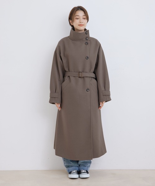 Jayro(ジャイロ)の「【EC限定】ニットモッサスタンドカラーロングコート(その他アウター・レディース・ブルー系その他4/ダークブラウン・M)」の8枚目の写真