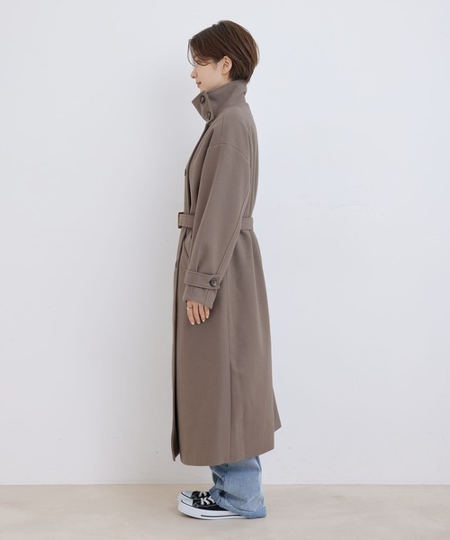 Jayro(ジャイロ)の「【EC限定】ニットモッサスタンドカラーロングコート(その他アウター・レディース・ブルー系その他4/ダークブラウン・M)」の9枚目の写真